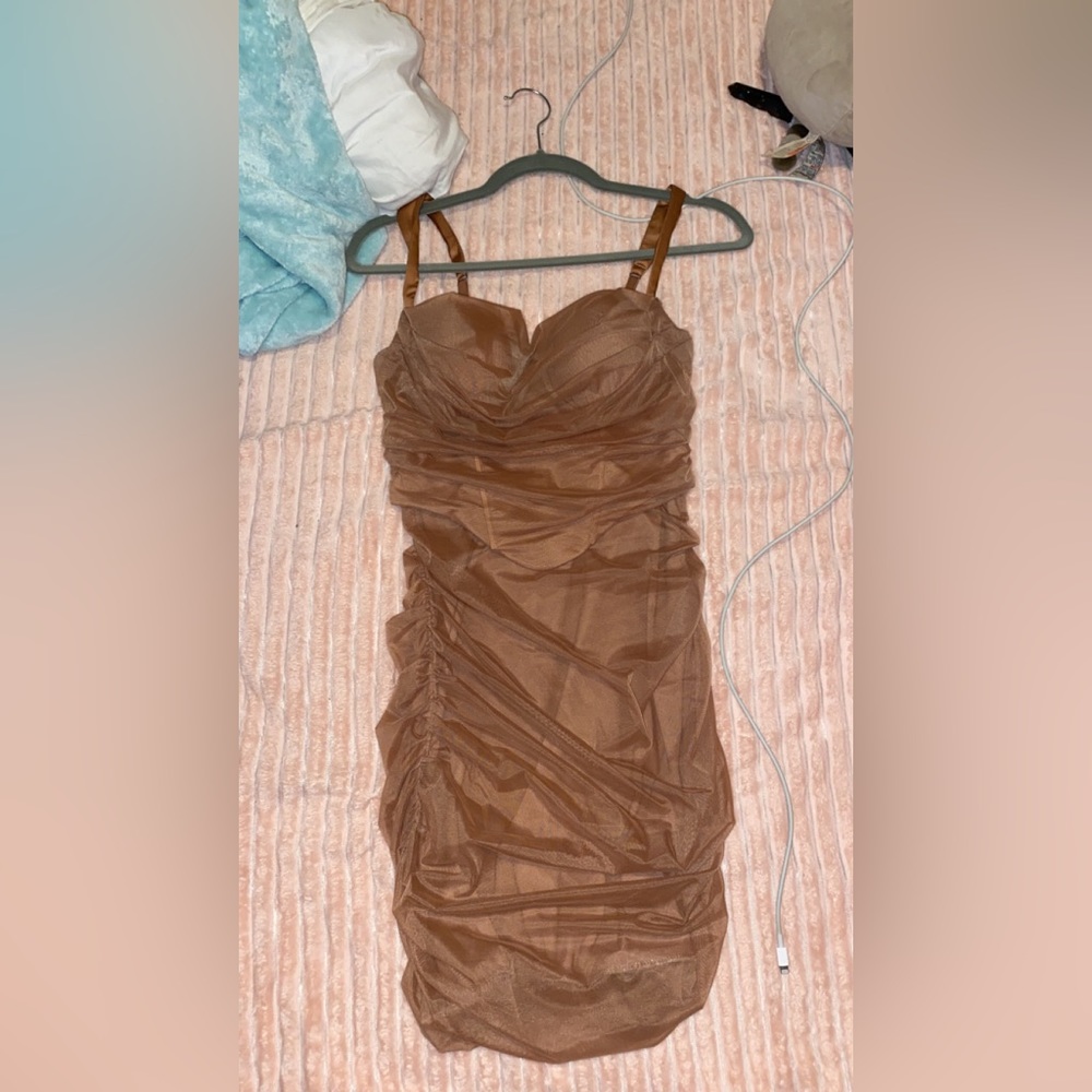 Oh Polly Beige Corset Dress